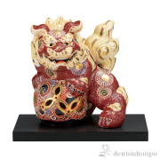 獅子と球の金属製置物,木製台 ctcols_778lion