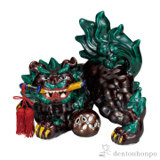 九谷焼　八幡釜　太吉　獅子　牡丹　置物　床飾　縁起物　高さ56㎝ BK043 九谷焼 八幡釜 太吉 獅子 牡丹 置物 床飾 縁起物 高さ56㎝ BK043