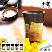 【送料無料】九谷焼 ビアカップ awatana 銀彩 化粧箱付き 250ml 5色セット≪13時までのご注文即日発送(休業日を除く)≫ 【伝統保証】 ( 和窯 awatana あすつく タンブラー ビアグラス ビアカップ 陶器 ビール 九谷焼 )