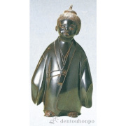 【送料無料】銅製 無我童子 鉄色 大≪在庫確認後、1~3営業日で出荷≫ ( 木札名入れ有料 置物 玄関 受付 幸運 風水 高岡銅器 )