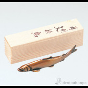 高岡銅器 白銅【鮎】　文鎮　置物　作家物　古美術 文鎮