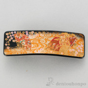 漆芸バレッタ長角 京雅 黒 大≪在庫確認後、1~3営業日で出荷≫ ( 退職祝い 定年 髪留め 留袖 和装 おしゃれ 日本製 山中漆器 )