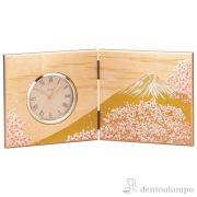 【送料無料】屏風時計（大） 富士雅桜≪在庫確認後、1~3営業日で出荷≫ ( 名入れ有料 母の日 プレゼント 初任給 置時計 置き時計 アクセサリー パソコンデスク 人気 山中漆器 )