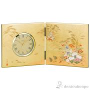 【送料無料】屏風時計（大） みやび≪在庫確認後、1~3営業日で出荷≫ ( 名入れ有料 置時計 置き時計 アクセサリー パソコンデスク 人気 山中漆器 )