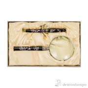 ルーペ&ボールペン 富士桜 2種セット≪在庫確認後、1~3営業日で出荷≫ ( 名入れ有料 退職祝い 定年 マウスパッド USBカード ボールペン お土産 おすすめ 山中漆器 )