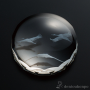 クリスタルペーパーウエイト 富士に鶴≪在庫確認後、1~3営業日で出荷≫ ( 書道 高級 人気 お土産 おすすめ 山中漆器 )