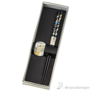 箸／箸置きセット 吉祥鶴　黒 ２種セット≪在庫確認後、1~3営業日で出荷≫ ( おしゃれ 食器 カトラリー シンプル おすすめ 山中漆器 )