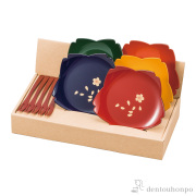 桜銘々皿揃 フォーク 5点セット≪在庫確認後、1~3営業日で出荷≫ ( 退職祝い 定年 セット プレゼント 夫婦 おすすめ 人気 山中漆器 )