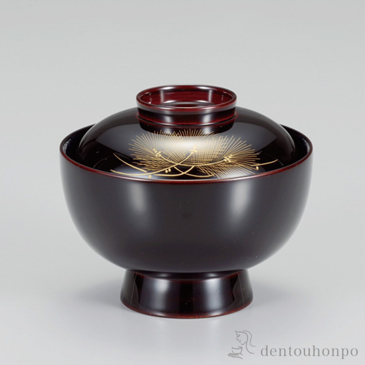 【送料無料】雑煮椀　 松沈金 溜内黒≪在庫確認後、7営業日程で出荷≫ ( お正月 新年 雑煮椀 お椀 お吸い物 味噌汁 おすすめ 越前漆器 )
