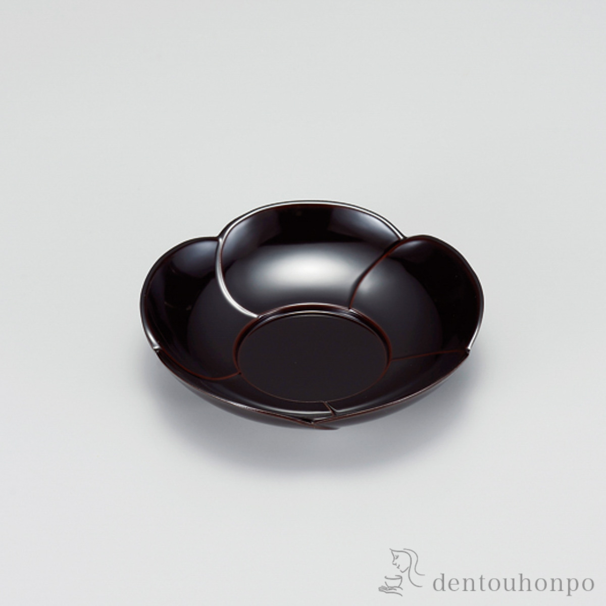 梅型茶托 溜 5枚≪在庫確認後、7営業日程で出荷≫ ( 茶たく 湯のみ 湯呑み 日本茶 おすすめ 越前漆器 )