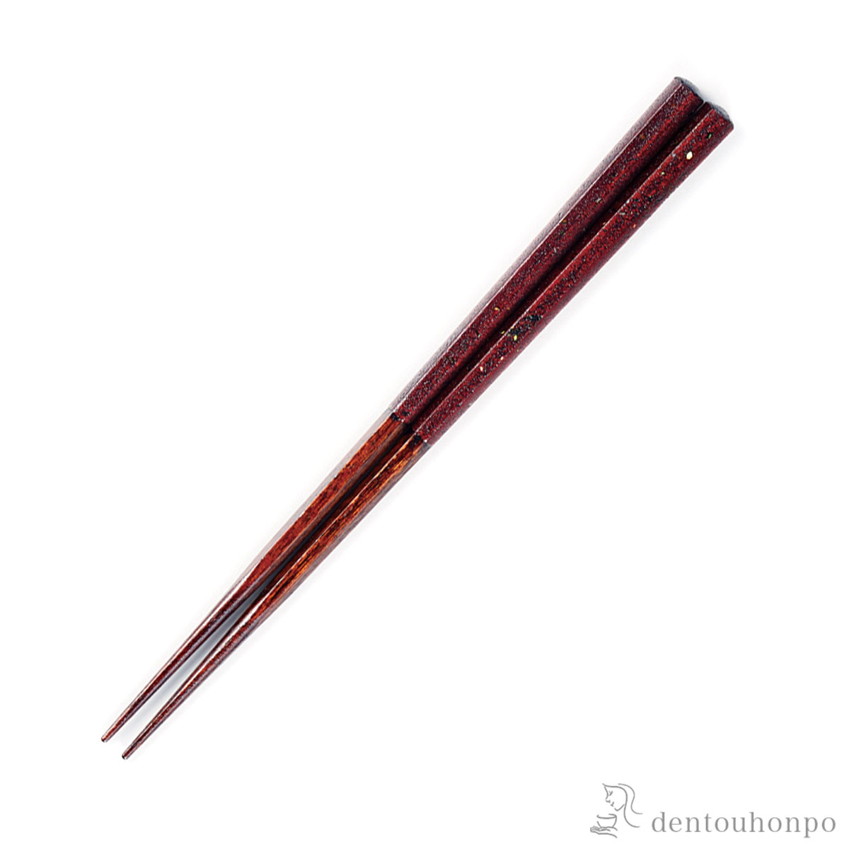 箸 六角 乾漆貝入り 朱 22cm≪在庫確認後、7営業日程で出荷≫ ( お箸 プレゼント はし 高級箸 塗り箸 越前漆器 )