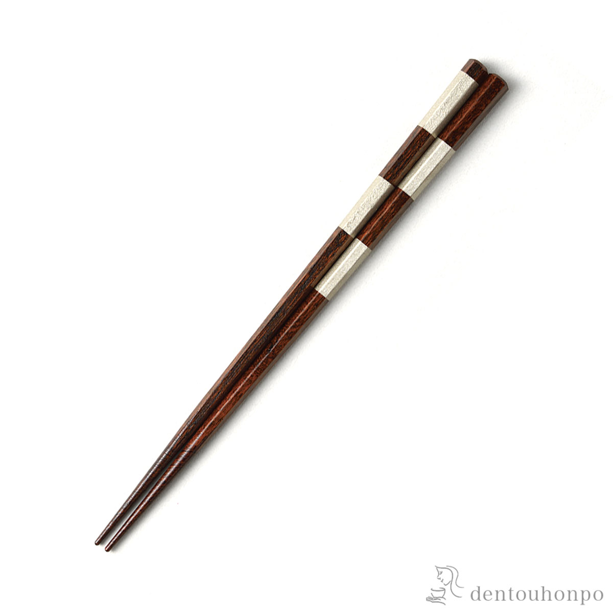 箸 六角 拭漆市松 錫 23cm≪在庫確認後、4~7営業日程で出荷≫ ( お箸 プレゼント はし 高級箸 塗り箸 越前漆器 )