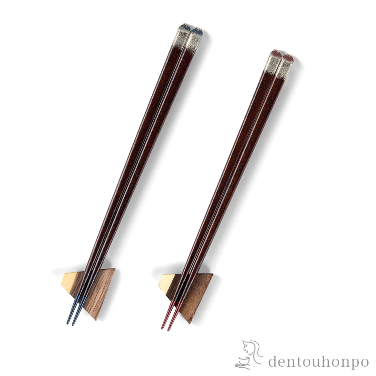 夫婦箸 富士山 23.5cm 22cm 箸置付≪在庫確認後、4~7営業日程で出荷≫ ( お箸 プレゼント はし 高級箸 塗り箸 越前漆器 )