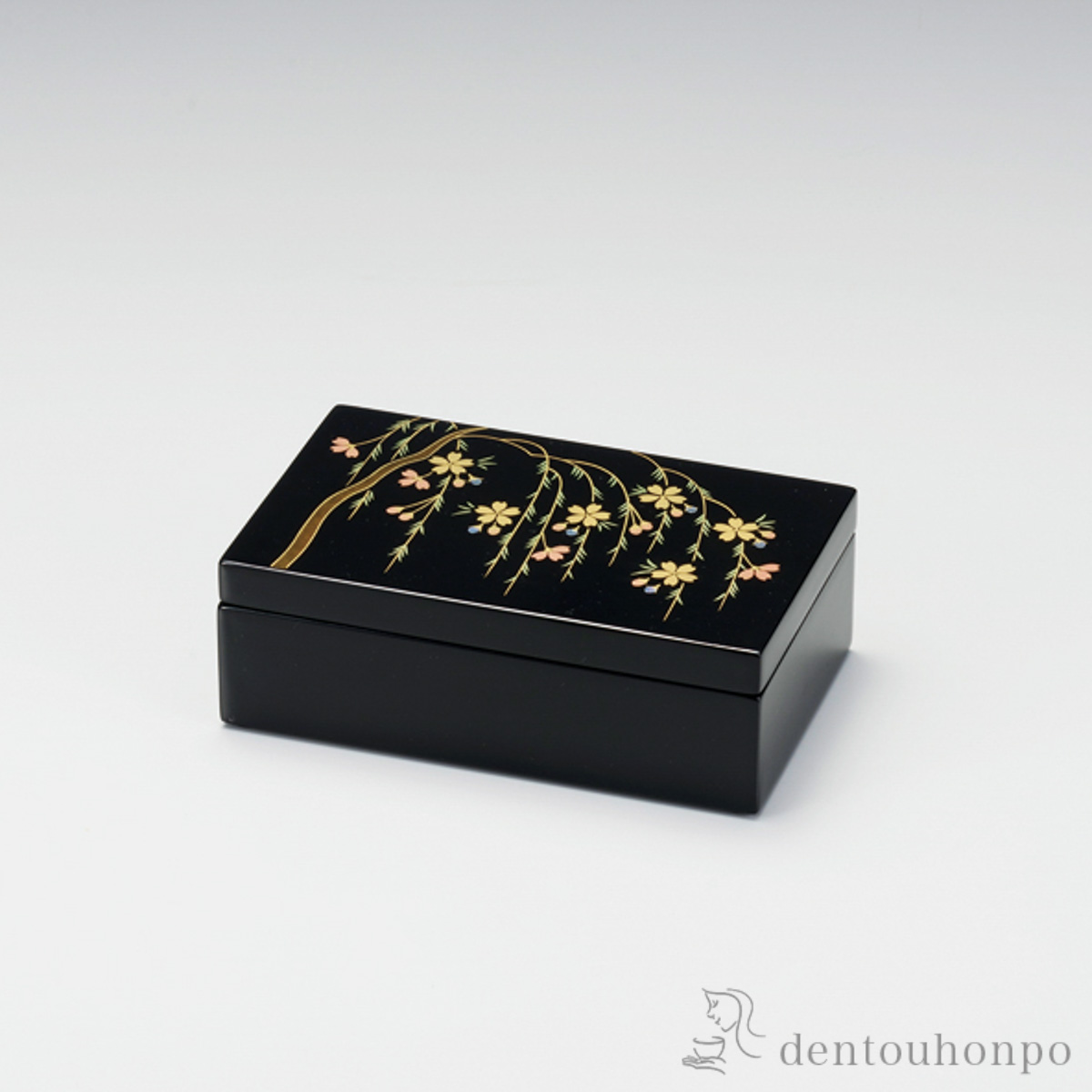 【送料無料】長小筥 貝入り しだれ桜≪在庫確認後、7営業日程で出荷≫ ( アクセサリー入れ 収納ボックス ケース BOX 宝物 越前漆器 )