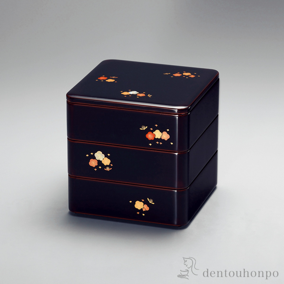 【送料無料】三段重 貝入りこぼれ梅 溜内朱≪在庫確認後、7営業日程で出荷≫ ( お正月 新年 おせち 運動会 漆塗り お正月 人気 越前漆器 )