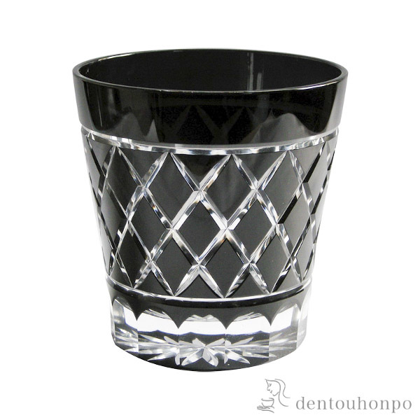 【送料無料】江戸切子 江戸矢来紋 オールド 江戸くろ切子≪約半年で出荷予定≫ ( 田島硝子 木箱名入れ有料 ビールグラス ビアグラス 保温 保冷 人気 江戸切子 )