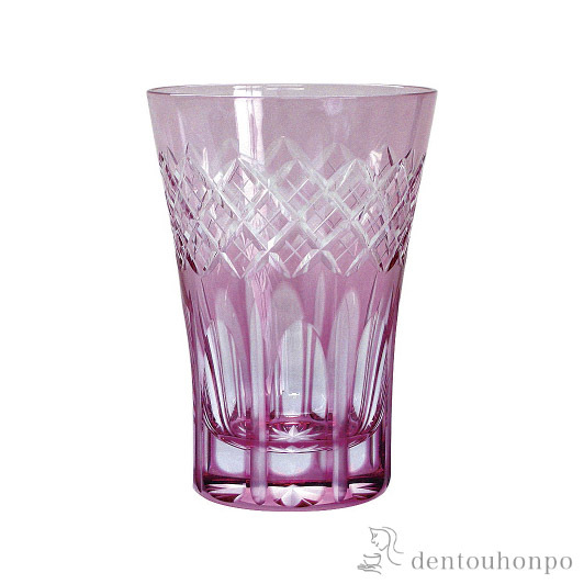 【送料無料】江戸切子 映見重ね矢来紋 タンブラー 江戸切子・金赤色≪約半年で出荷予定≫ ( 田島硝子 ビールグラス ビアグラス 保温 保冷 人気 江戸切子 )