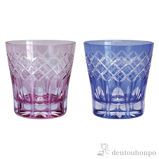 【送料無料】江戸切子 映見重ね矢来紋 オールド 江戸切子・金赤色≪約半年で出荷予定≫ ( 田島硝子 木箱名入れ有料 ビールグラス ビアグラス 保温 保冷 人気 江戸切子 )