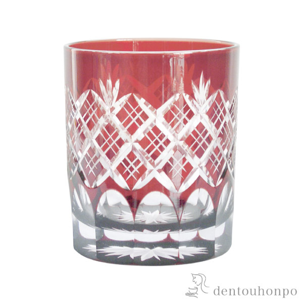 江戸切子 重ね矢来・菊底 オールド　赤 江戸切子≪約半年で出荷予定≫ ( 田島硝子 ビールグラス ビアグラス 保温 保冷 人気 江戸切子 )