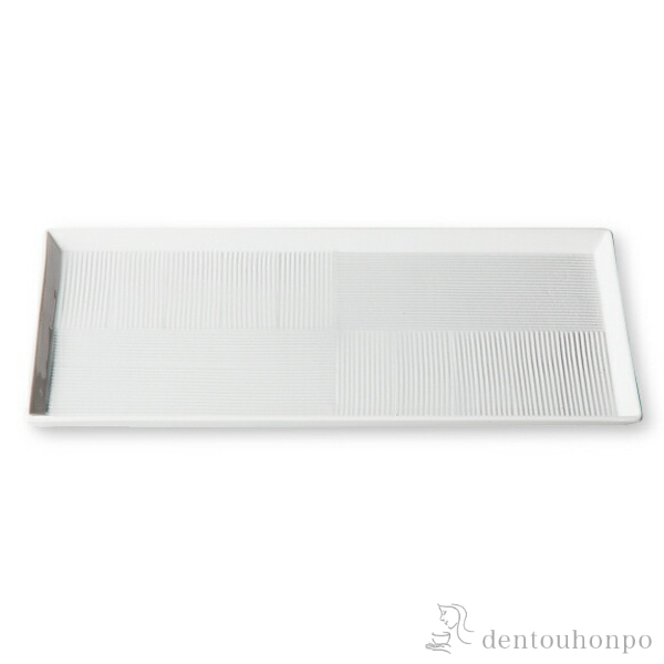 半角皿 彫刻紋 白磁 市松彫 3個セット≪在庫確認後、10~14営業日程で出荷≫ ( 彫刻紋 白磁 角皿 長皿 焼き魚 さんま おしゃれ 波佐見焼 )