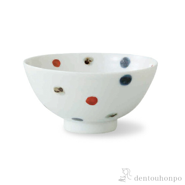 【送料無料】姫碗 彩色点 赤 3個セット≪在庫確認後、10~14営業日程で出荷≫ ( 彩色点 ごはん 白ご飯 お茶碗 飯碗 おすすめ 波佐見焼 )