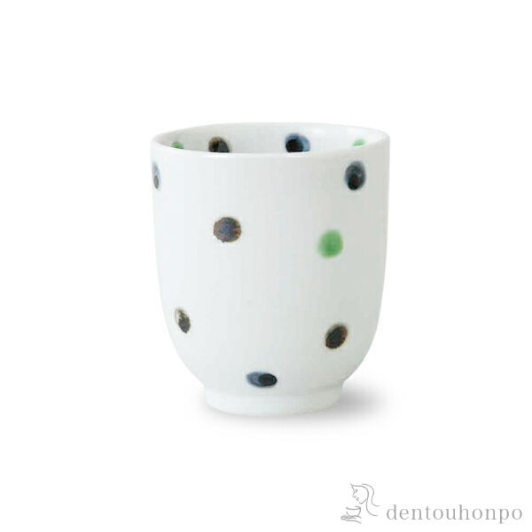 【送料無料】姫湯呑 彩色点 緑 3個セット≪在庫確認後、10~14営業日程で出荷≫ ( 彩色点 湯のみ ゆのみ 湯飲み カップ プレゼント 波佐見焼 )