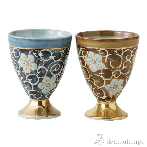 ゴブレットペア 唐草桔梗 2色セット≪在庫確認後、10~14営業日程で出荷≫ ( タンブラー ビアグラス ビアカップ プレゼント 人気 セット 波佐見焼 )