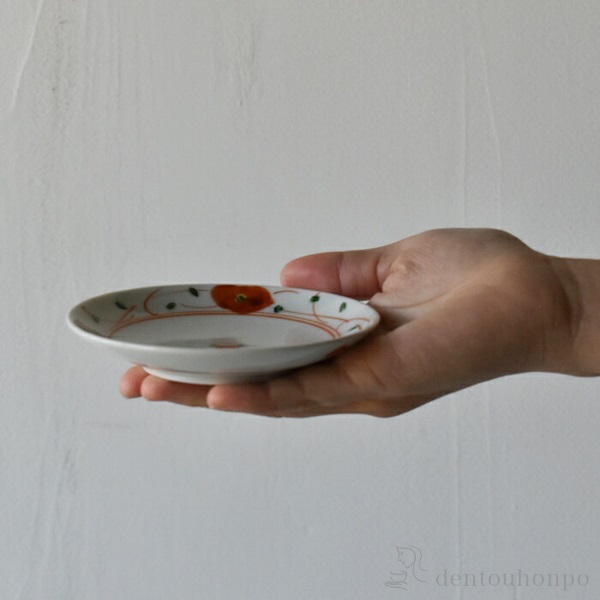 皿 赤絵小花 3.5号 5個セット≪在庫確認後、10~14営業日程で出荷≫ ( 赤絵小花 プレート 醤油皿 豆皿 和食 洋食 波佐見焼 )