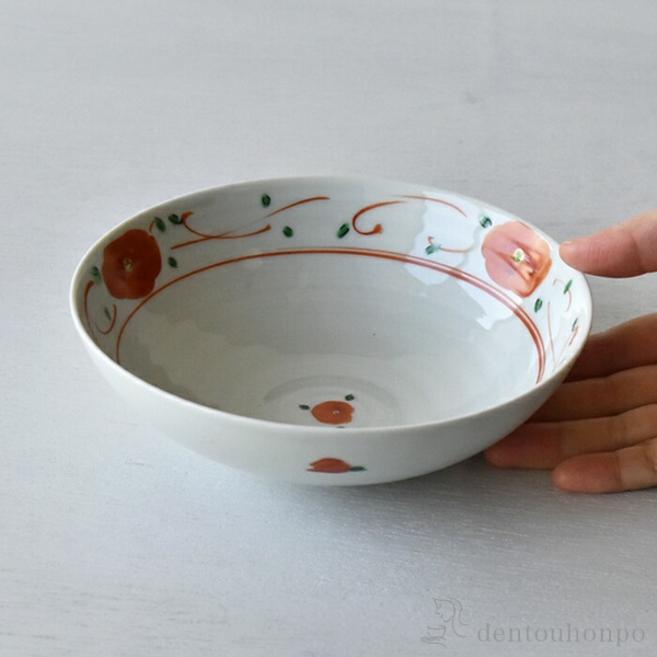 【送料無料】ボウル 赤絵小花 中 5個セット≪在庫確認後、10~14営業日程で出荷≫ ( 赤絵小花 和食 食器 おつまみ 朝食 煮物 波佐見焼 )