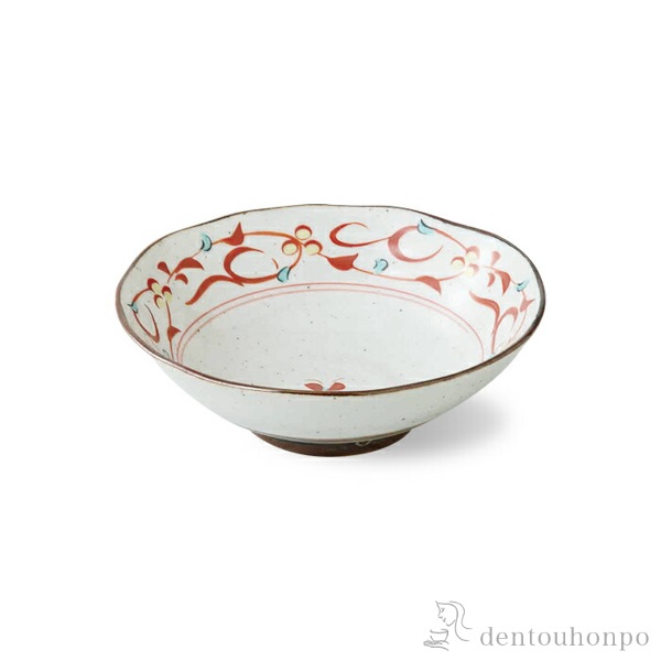 【送料無料】平小鉢 赤絵唐草 5個セット≪在庫確認後、10~14営業日程で出荷≫ ( 和食 食器 おつまみ 朝食 料理 波佐見焼 )