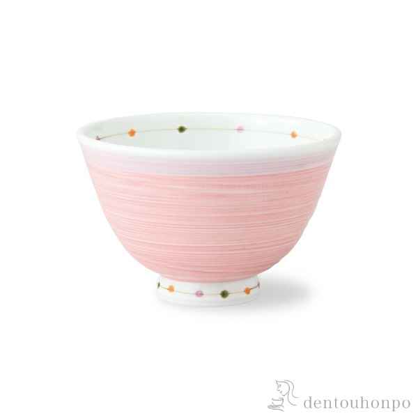 【送料無料】軽量飯碗 カラードット 桃 小 3個セット≪在庫確認後、10~14営業日程で出荷≫ ( 波佐見焼 軽量 ごはん 白ご飯 お茶碗 飯碗 おすすめ 波佐見焼 )