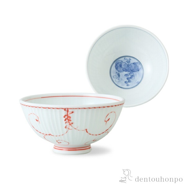 軽量飯碗 唐草ぶどう 赤 小 5個セット≪在庫確認後、10~14営業日程で出荷≫ ( 唐草ぶどう ごはん 白ご飯 お茶碗 飯碗 おすすめ 波佐見焼 )