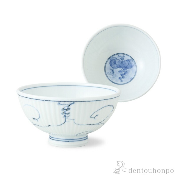 軽量飯碗 唐草ぶどう 青 大 5個セット≪在庫確認後、10~14営業日程で出荷≫ ( 唐草ぶどう ごはん 白ご飯 お茶碗 飯碗 おすすめ 波佐見焼 )