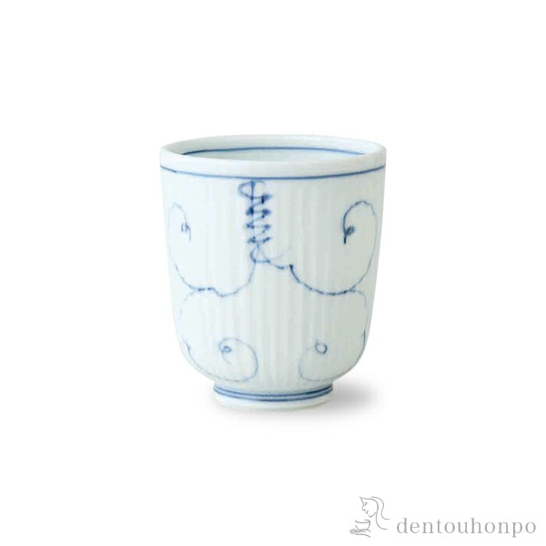 軽量湯呑 唐草ぶどう 青 大 5個セット≪在庫確認後、10~14営業日程で出荷≫ ( 唐草ぶどう 湯のみ ゆのみ 湯飲み カップ プレゼント 波佐見焼 )