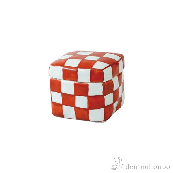 角陶箱 赤絵市松 中≪在庫確認後、10~14営業日程で出荷≫ ( スプーン はちみつ 和食 中華 食器 波佐見焼 )