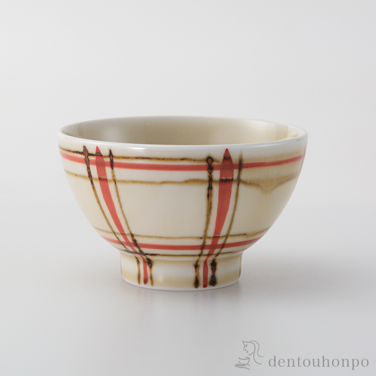 【送料無料】色格子 茶碗 赤 ３個セット≪在庫確認後、10~14営業日程で出荷≫ ( ごはん 白ご飯 お茶碗 飯碗 おすすめ 波佐見焼 )