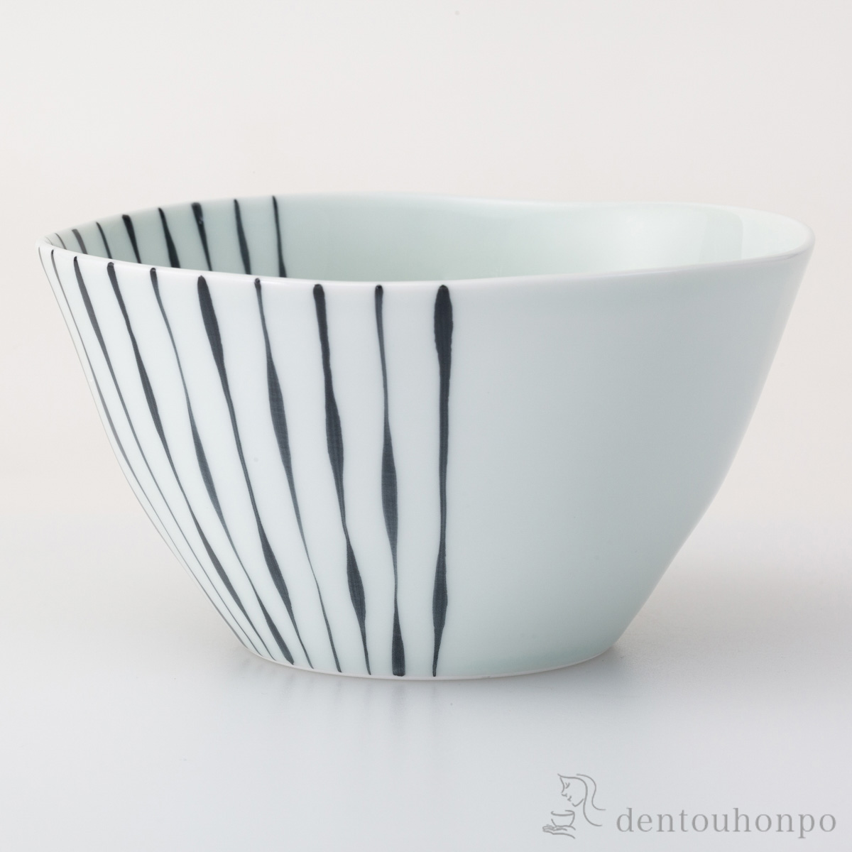 【送料無料】よろけ縞 Vボウル 灰 L 3個セット≪在庫確認後、10~14営業日程で出荷≫ ( 椀 碗 ボール bowl おすすめ 波佐見焼 )