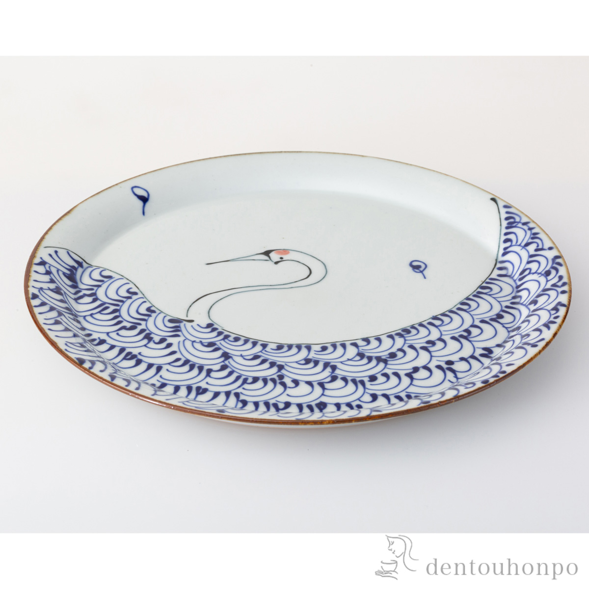kotohogi 丸磁盆 鶴 8号≪在庫確認後、10~14営業日程で出荷≫ ( 盛皿 プレート テーブルウェア 食器 パーティー 波佐見焼 )