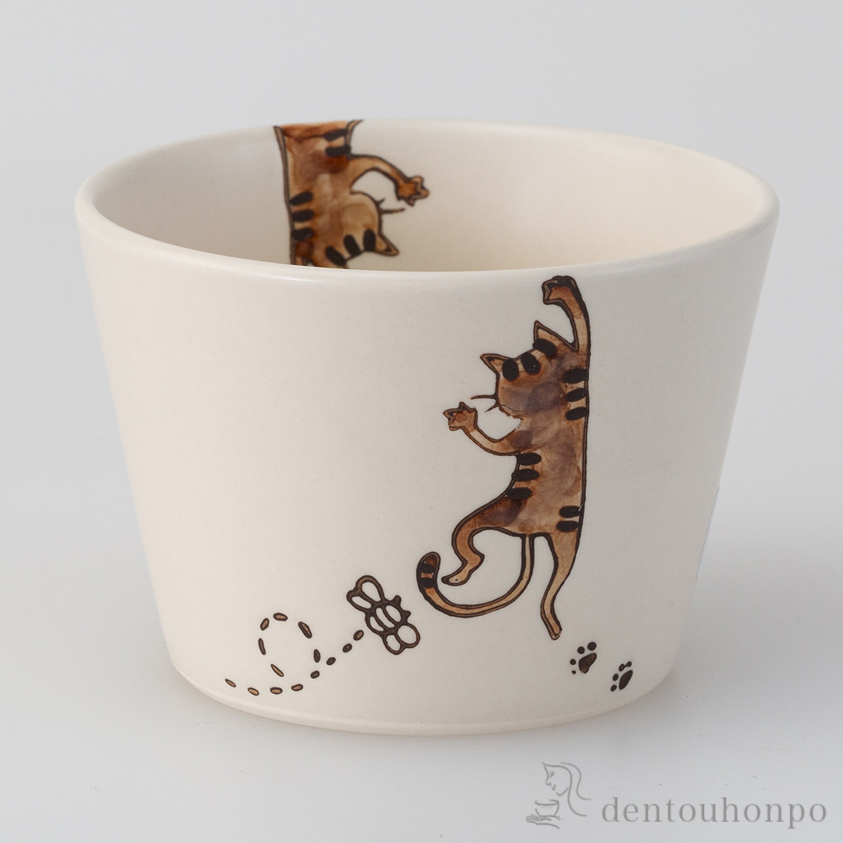 neko カップ 茶 3個セット≪在庫確認後、7営業日程で出荷≫ ( 猫 ネコ 猫モチーフ フリーカップ グラス 波佐見焼 )