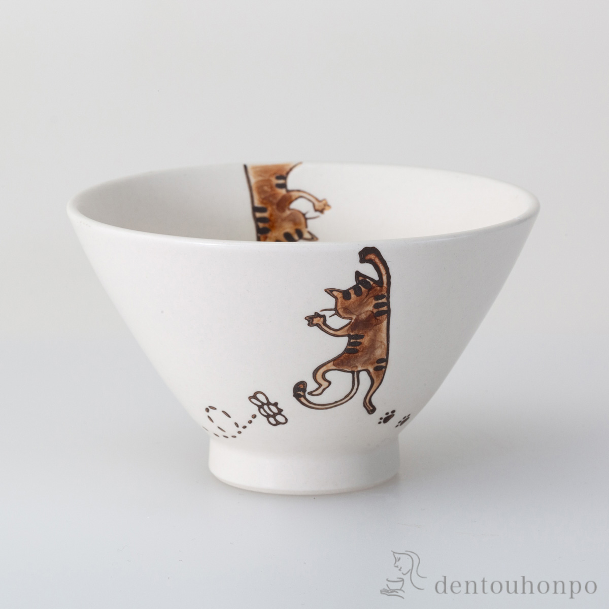 neko Rボウル 茶≪在庫確認後、7営業日程で出荷≫ ( 猫 ネコ ボール bowl 猫モチーフ 波佐見焼 )