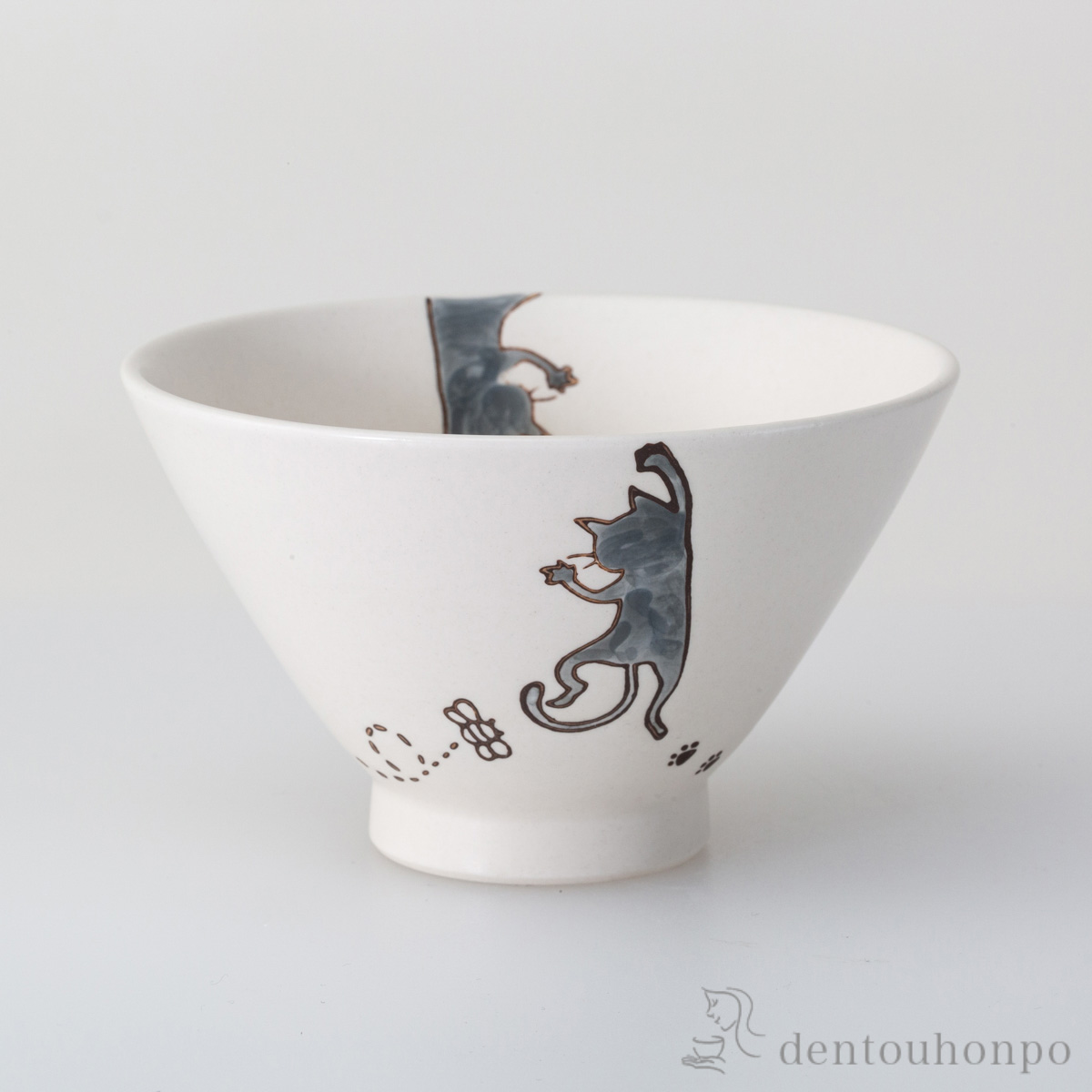 neko Rボウル 灰≪在庫確認後、7営業日程で出荷≫ ( 猫 ネコ ボール bowl 猫モチーフ 波佐見焼 )