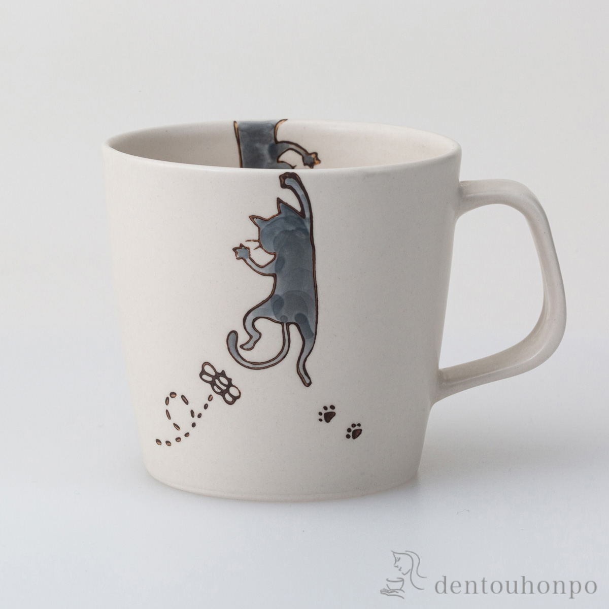 neko マグカップ 灰≪在庫確認後、7営業日程で出荷≫ ( プレゼント 猫 マグ ネコ 猫モチーフ 波佐見焼 )