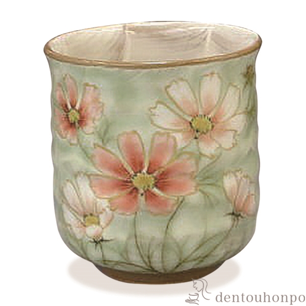 【送料無料】湯呑 花集い 秋桜≪在庫確認後、1~3営業日で出荷≫ ( 名入れ有料 母の日 プレゼント 初任給 湯のみ ゆのみ 湯飲み セット プレゼント 清水焼 京焼 )