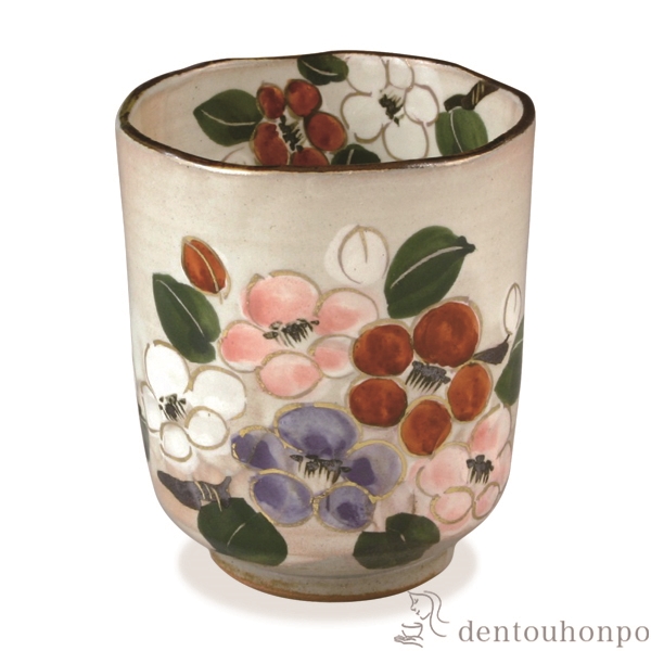 【送料無料】湯呑 花記行 椿≪注文後に商品取り寄せ、後日納期連絡致します≫ ( 名入れ有料 母の日 プレゼント 初任給 湯のみ ゆのみ 湯飲み セット プレゼント 清水焼 京焼 )