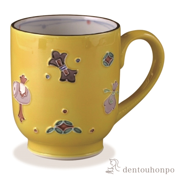 【送料無料】手付湯呑 黄交趾宝尽し≪注文後に商品取り寄せ、後日納期連絡致します≫ ( 母の日 プレゼント 初任給 湯のみ ゆのみ 湯飲み セット プレゼント 清水焼 京焼 )