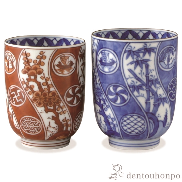 【送料無料】組湯呑 染赤四君子 ペア≪在庫確認後、1~3営業日で出荷≫ ( 名入れ有料 母の日 プレゼント 初任給 湯呑み 湯のみ セット 湯飲み おすすめ セット 清水焼 京焼 )