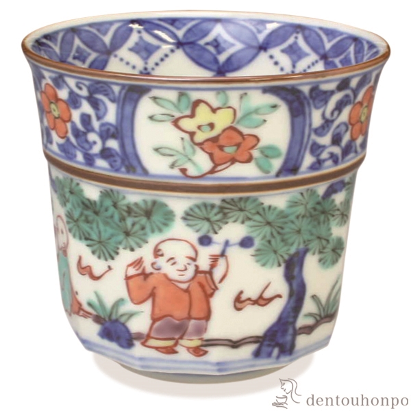 【送料無料】小湯呑 色絵唐子≪在庫確認後、1~3営業日で出荷≫ ( 名入れ有料 母の日 プレゼント 初任給 湯のみ ゆのみ 湯飲み セット プレゼント 清水焼 京焼 )