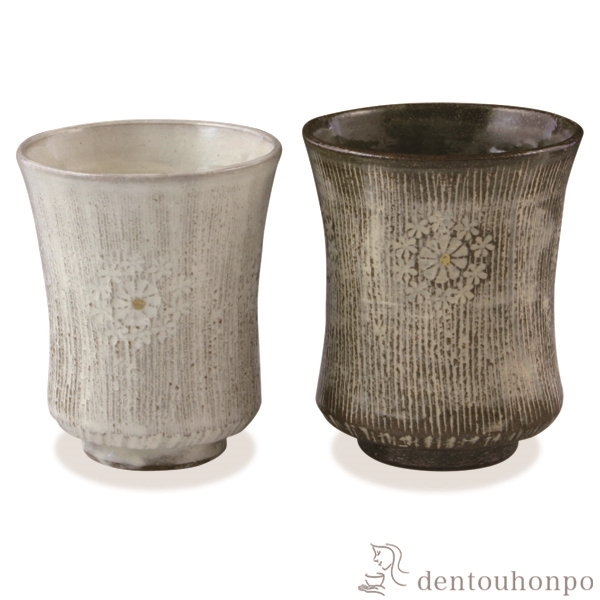 【送料無料】組湯呑 櫛目印華 ペア≪在庫確認後、1~3営業日で出荷≫ ( 名入れ有料 母の日 プレゼント 初任給 湯呑み 湯のみ セット 湯飲み おすすめ セット 清水焼 京焼 )