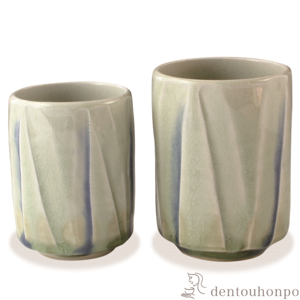 【送料無料】組湯呑 灰釉ソギ ペア≪注文後に商品取り寄せ、後日納期連絡致します≫ ( 名入れ有料 母の日 プレゼント 初任給 湯呑み 湯のみ セット 湯飲み おすすめ セット 清水焼 京焼 )
