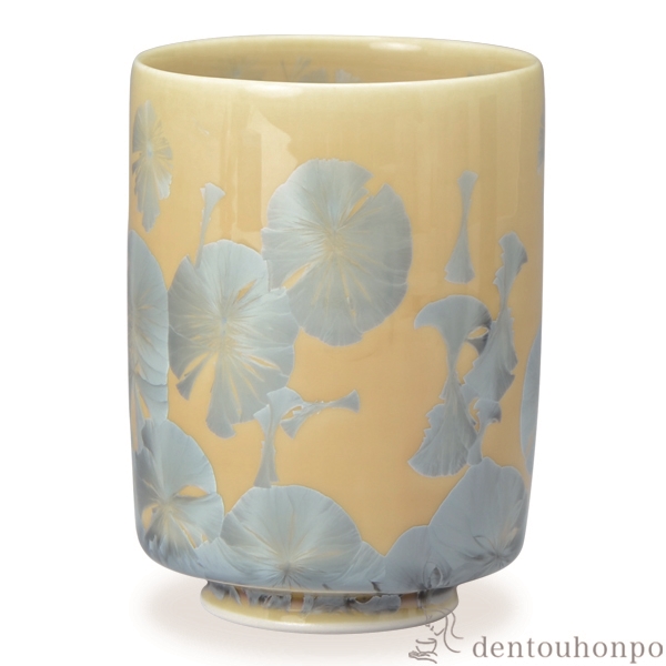 【送料無料】湯呑 花結晶 灰青≪在庫確認後、1~3営業日で出荷≫ ( 名入れ有料 母の日 プレゼント 初任給 湯のみ ゆのみ 湯飲み セット プレゼント 清水焼 京焼 )